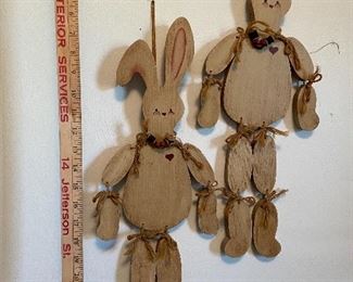 2 Hanging Wood Rabbits $10.00