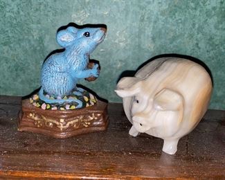 Cast Iron Mouse and Marble Pig $8.00