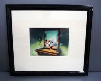Mickey Mouse "Thru The Mirror" Animation Cel Numbered 85/350, Framed, Triple Matted, Under Glass, 30.5" Wide x 26.5" High