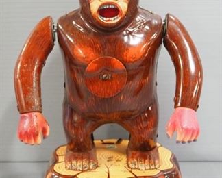Modern Toys Tin Gorilla, Eyes Light Up, Other Parts Need Repair And Mechanical Tin Piggy Chef, In Box