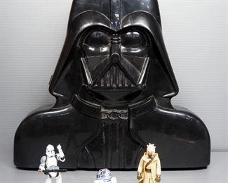 Star Wars 4" Poseable Figures, Qty 22 Characters, Years Include '77, '80, '83, '96, '97, '04, '08, And Unmarked, All In Darth Vader Carry Case