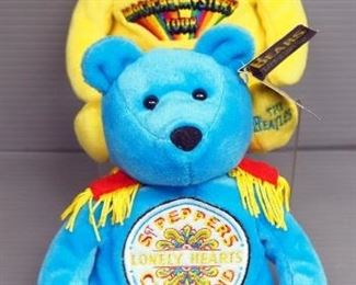 Apple Corps Beatles Bears, Qty 4, Gray, Yellow, Blue Tasseled, And Tye-Dye, Each From Hand-Numbered Set 17497/25000