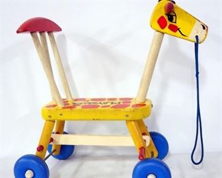 Playskool Kindergarten Wood Blocks Set #824 Intermediate, And Playskool Giraffe With Wheels