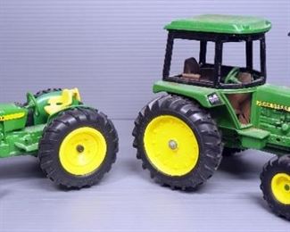John Deere Metal Tractors, Qty 2, 1 Is Ertl, Hogan Wings, 1:200 Scale Boeing B-17 Model In Box, And Assorted Scale Vehicles, Total Qty 16