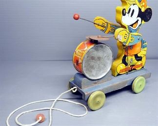Fisher-Price 1938 Mickey Mouse Drummer Pull Toy #795
