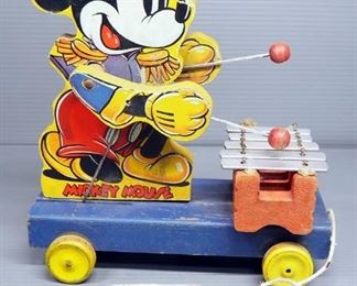 Fisher-Price 1938 Mickey Mouse Choo-Choo Train Pull Toy #432 And 1939 Mickey Mouse Xylophone Pull Toy #798