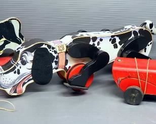 Disney 1938 Ferdinand The Bull Pull Toy, Fisher-Price Snoop'n Sniff Repro Pull Toy And Fisher-Price Dumbo Pull Toy #738