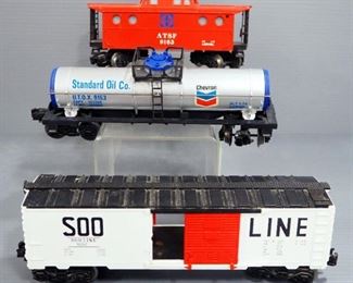 Assorted Model Train Cars, Includes Oil Tanks, Caboose, Box Car, Coal Car And More, Some Lionel, Total Qty 7