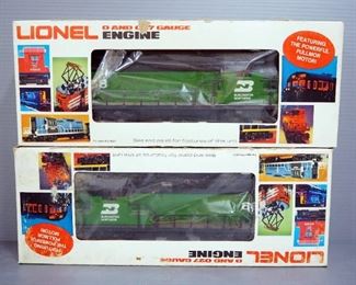 Lionel O And O27 Gauge Burlington Northern GT-20 6-8957 And 6-8958 Engines, Both In Boxes