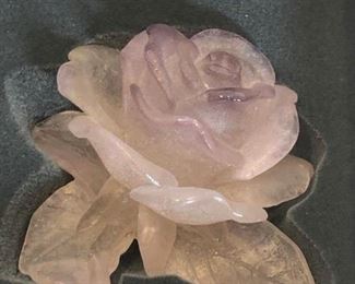 7.  Daum Pate-de-Verre French Frosted Purple/Pink Rose in Custom Box, 3" x 3" x 3".   Signed.   $350.00