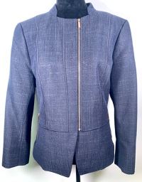 349.  Lafayette 148 Ink Blue Jacket with Zippered Front (NWT) Size 16 $140