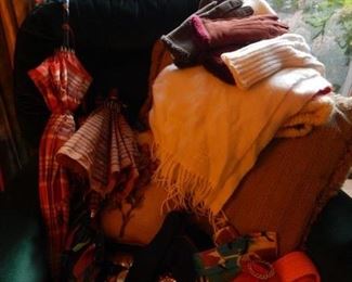 Winter accessories, belts and vintage umbrella's.