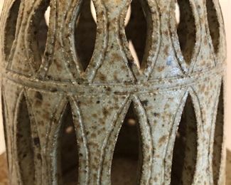 Cool 70's studio pottery candle holder. Signed Glass.