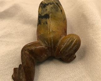 Carved stone frog.