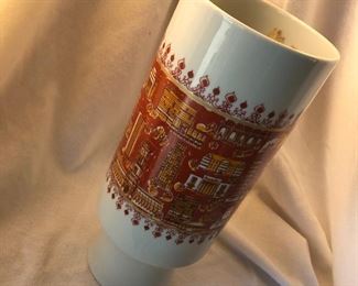 Berlin cityscape Wallendorf porcelain vase. 