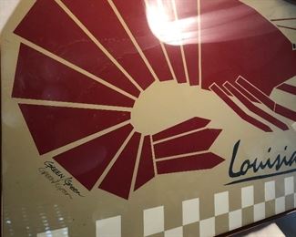 Signed Louisiana print. Green.