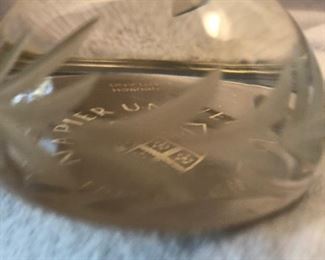 Napier University crystal paperweight.