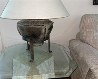 Stone based glass side tables $225pr