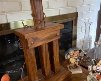 Lamp with wooden base $85