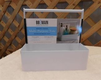 88 Main white finish multi-purpose tote modern bathroom caddy minor scratch (see pictures) 9in W x 7in D x 8.5in H
