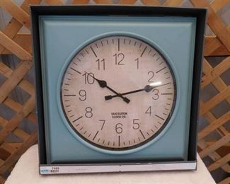Threshold square teal finish wall clock 20inx20in