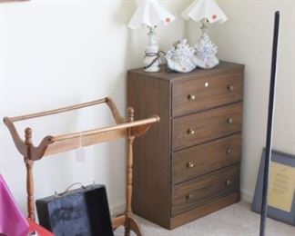 Vintage Typewriter, Quilt Rack, Chest of Drawers, Luggage, Lamps