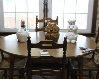 Table & Four Chairs, Pillsbury Doughboy Cookie Jar, Vintage Goose & Owl Cookie Jars - All three are in Excellent Condition
