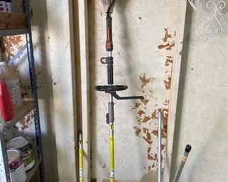 Stihl gas powered tool with interchangeable blades that include a weed eater, and roto tiller and a couple more.