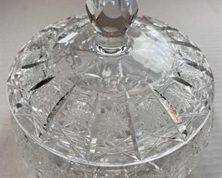 Czech lead crystal candy dish. Small chips on inside of bowl. $20. 