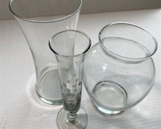 Lot of small glass vases. $10 for all three.