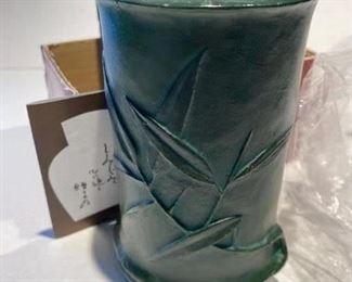 New Japanese green heavy vase.  $30.
