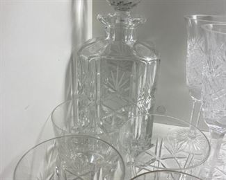 Czech lead crystal decanter and four matching whiskey glasses. $50 together.