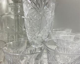 Czech lead crystal wine and  matching liqueur glasses. Three wine and six liqueur.  $50 for set of nine.