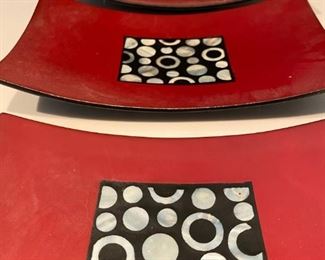 Set of matching  serving trays. Three different sizes. Largest is approx. 12" across. $30 for set.