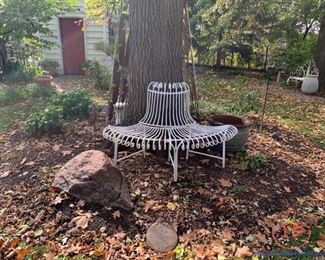 Vintage Semi-Circle Metal Tree Bench