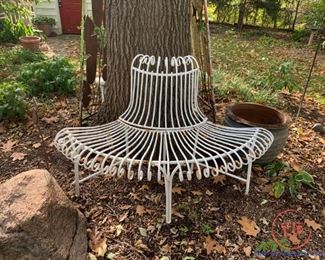 Vintage Semi-Circle Metal Tree Bench
