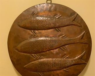 Vintage Hammered Copper Fish Primitive Mold Wall Hanger
