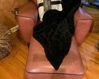 Oversized Leather Chair with Matching Ottoman