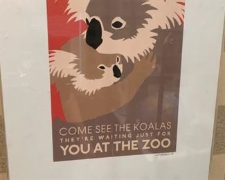 Signed Koala Zoo Art