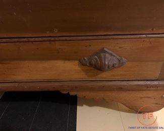 Antique Storage Chest with Carved Pull Handles