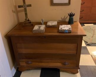 Antique Storage Chest with Carved Pull Handles