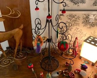 SMITH & HAWKEN Metal Christmas Tree with Blown Glass Ornaments