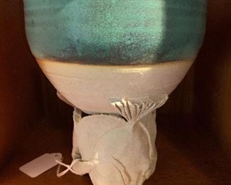 Fish Based Signed Pottery Vase
