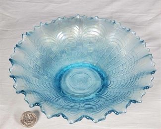 Nippon Ice Blue Carnival Glass Bowl