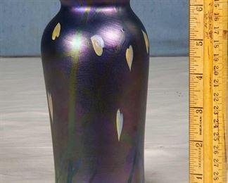 Donald Carleson Hearts and Vines Art Glass Vase