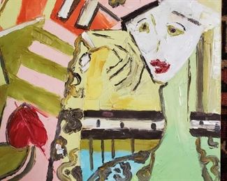 Phyllis Hyman Trager Outsider Art Acrylic on Canvas Painting