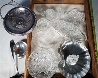 Cut Crystal and Victorian Silver Plate