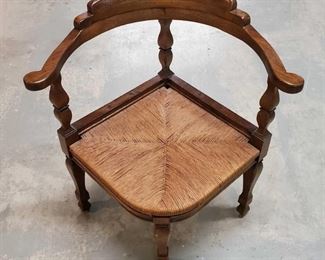 Vintage Corner Chair with Rush Seat