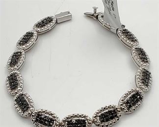 Black Diamond and Sterling Bracelet