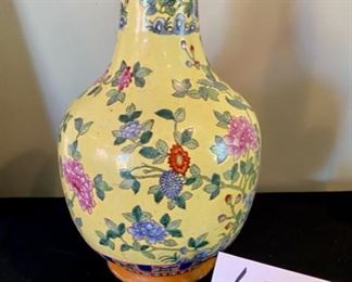 Lot 3377  $75.00. Yellow Floral Vase from Interior Designer 	13" H	 